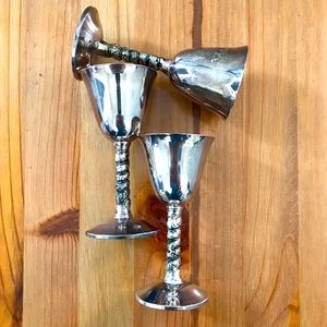 Plator Silver plate set of 3 Aperitif Cordial Goblets,Spain 4.75" tall